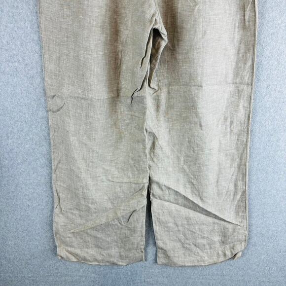 Tommy Bahama Womans Sz Large Pants Wide Leg 100% Linen Pockets Pull On Tan - Picture 6 of 9